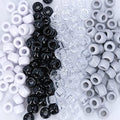 MIIIM 1000PCS 6x9mm Pony Beads Bulk, Black and White Kandi Beads for Bracelets Making Kit, Hair Braids Crafts for Jewelry Making (Neutral) - color: Neutral