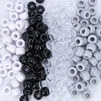 MIIIM 1000PCS 6x9mm Pony Beads Bulk, Black and White Kandi Beads for Bracelets Making Kit, Hair Braids Crafts for Jewelry Making (Neutral) - color: Neutral