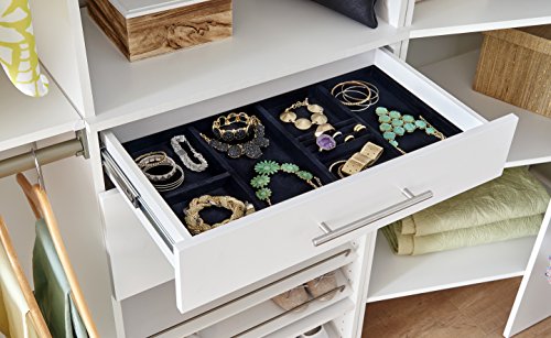 ClosetMaid SuiteSymphony Velvet Jewelry Tray Organizer, Insert for Drawers, For Necklaces, Earrings, Bracelets, Watches, Rings, 21.7 in. W, Plush Black