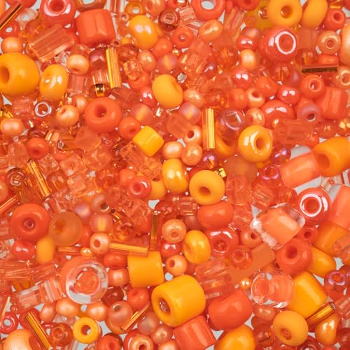50g John Bead Bead Bar Assorted Orange Mix Czech Glass Seed Beads for DIY Crafts Jewelry Friendship Bracelet Necklace Earrings Phonecharm Making - color: Orange Assorted Mix