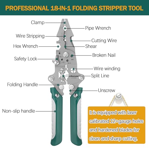 18 in 1 Foldable Wire Stripper,wire strippers foldable cable cutters, Cable Cutters with Plier