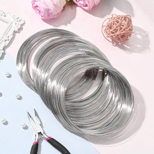 1 Set Carbon Steel Memory Wire, 0.6mm Platinum Bangle Bracelet Memory Beading Wire, Jewelry Making Accessories for Art Creation Necklace Ring Earring DIY Crafts Making, 22 Gauge