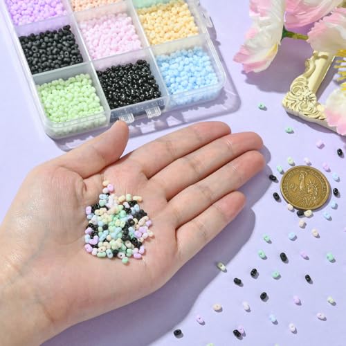 Glass Seed Beads Bulk Peanut Shape Colorful Seed Beads Small Pony Beads for Jewelry Making DIY Craft Projects Bracelets Necklace Earing 10g/Color
