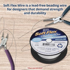 Soft Flex 49 Strand Beading Wire - Medium 0.19 Diameter - 30 Feet Nylon Design Wire - style: White