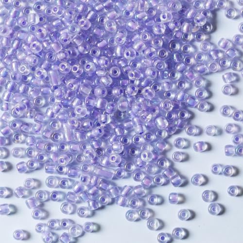 Bulk 4mm Purple-AB Seed Beads for Jewelry Making 110 Grams About 1600pcs,6/0 Glass Craft Beads for Making Earrings, Bracelets, Pendants, Waist Jewelry, DIY Handmade Seed Beads (Purple-AB, 4mm) - color: Purple, size: 4mm