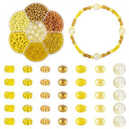 Craftdady 90g Small Glass Seed Beads 6/0 Yellow Bracelet Beads Tiny Round Loose Spacer Beads Handmade Craft Beads with 22pcs 8mm Round Glass Beads for DIY Necklace Jewelry Making