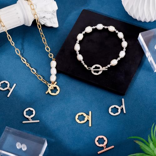 Round Toggle Clasps OT Toggle Jewelry Clasps T-Bar Bracelet Closure Clasp Fastener IQ End Connectors for DIY Necklace Bracelet Jewelry Making 5 Sets - color: 5 Colors-OT