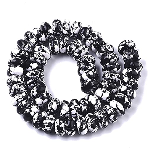 Cheriswelry 10pcs 14mm Black Synthetic Turquoise Rondelle Stone Beads Smooth Gemstone Loose Spacer Beads Charms Earring Bracelet Necklace Connector Beads for DIY Craft Jewelry Making - color: Black Synthetic Turquoise