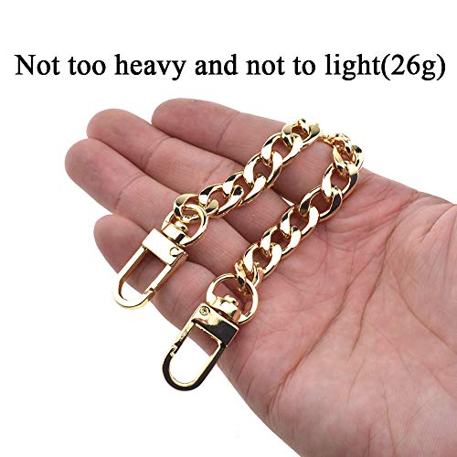 HAHIYO Purse Chain Strap 7.9 inches SPOT-ON Gold for Shoulder Cross Body Sling Purse Handbag Clutch Replacement Comfortable Flat 0.4' Wide Enough 2.4mm Extra Thick Metal 1 Pack - size: Gold 7.9 Inches