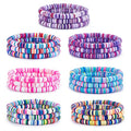 Ornaland Heishi Surfer Bracelets Set Polymer Clay Heishi Beads Stretch Bracelets Multi-Layer Stackable Friendship Bracelets Bohemia Summer Beach Jewelry for Women - color: Purple
