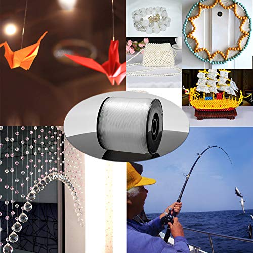 Clear Invisible Hanging Wire 0.9mm Up to 60lbs, 656Feet(200M) Strong Nylon Thread for Beading Sewing Ornaments with 60Pcs Aluminum Crimping Sleeves, Hanging Kit for Picture Frame, String Light