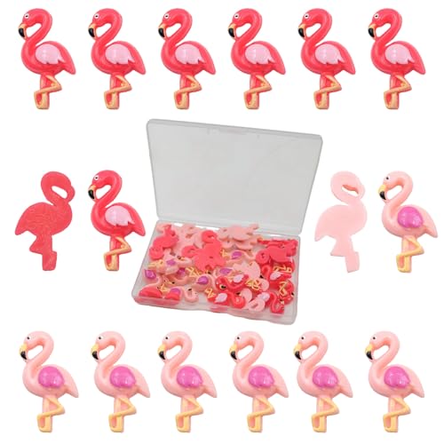 40 Pcs Pink Resin Flamingo Charms, Cute Flatback Animal Embellishments for Scrapbooking, Hair Clips, Phone Case, Crystal Mud, Craft Supplies