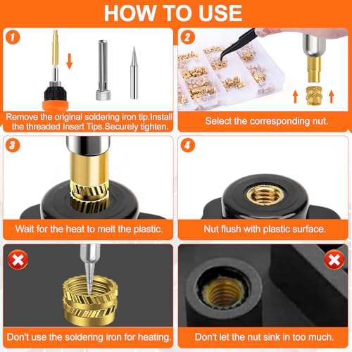 90W Soldering Iron Heat Set Insert Tool, LED Digital Solder Iron Adjustable Temperature(180°C-480°C) with 250Pcs Threaded Inserts Brass Nuts,Soldering Iron Tips,Heat Set Insert Tips,Desoldering Pump - color: 32-in-1 Soldering Iron Kit
