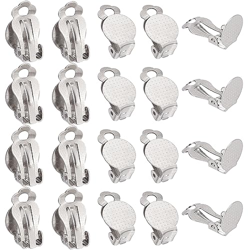 SUNNYCLUE 1 Box 80Pcs Clip on Earring Findings Flat Back Earring Clips 304 Stainless Steel Clip on Earring Converter Non Pierced Earring Components for Jewelry Making Accessories DIY Dangle Earrings - color: 80pcs Stainless Steel Clip on Earring Findings