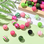 DanLingJewelry 50Pcs 20mm Colorful Summer Acrylic Bubblegum Beads Watermelon Pink Green Acrylic Round Ball Beads for Jewelry Making Craft - color: 50pcs - summer