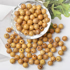 8mm Massive Beads Natural Wooden Round Loose Beads Jewelry Making with Thread 200 PCS(Golden Wood, 8mm) - color: Golden Wood, size: 8mm