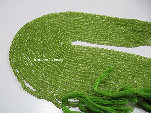AA Quality Natural Peridot Rondelle Faceted 3-4mm Beads, Natural Gemstone Strands 14 inches Long, Semi Precious Stone Beads