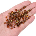 Glass Rice Beads Clear Brown 4x6mm 50pcs Faceted Oval Golden Edge Crystal Loose Beads for DIY Craft Jewelry Making - color: Clear Brown