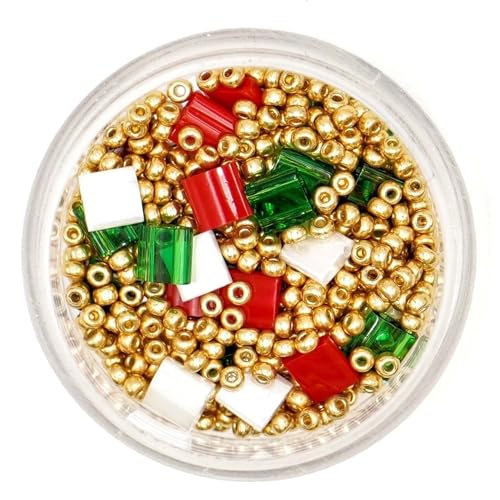 Mack and Rex Tila Bead Mixes (Deck The Halls) – Full Size Tila, 11/0 Gold Rocaille – Contains a Mix of Assorted Shapes and Sizes of Quality Two-Hole Seed Beads – Ideal for Jewelry Making - color: Deck The Halls, size: 10 Gram Bag
