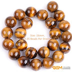 GEM-Inside Natural 16mm Large Tiger Eye Gemstone Loose Beads Round Crystal Energy Stone Power for Jewelry Making 15'' - color: Yellow Tiger Eye, size: 16mm