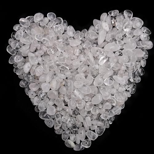400pcs Natural Chip Stone Beads for Jewelry Making Clear Quartz 5-8mm Irregular Gemstones Healing Crystal Loose Rocks Bead Hole Drilled for Ring Earrings Necklace Bracelet Making DIY Art Crafts - color: Clear Quartz (2 Strands-62")