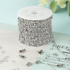 Kyutong Dainty Beaded Chain for Jewelry Making Silver Cable Chain Spool 304 Stainless Steel Chains Link for Women Men Making Jewelry Craft Finding Supplies - color: Cross Bead Silver