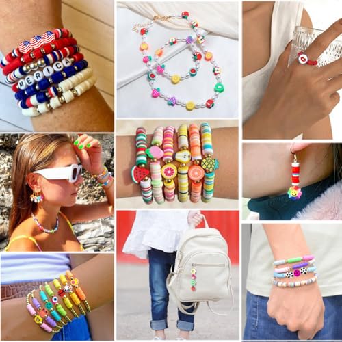 480PCS Fruit Polymer Clay Beads for Bracelet Earring Jewelry Making, Mixed Clay Spacer Beads Charms for DIY Art Craft Gifts (Fruit) - color: Fruit