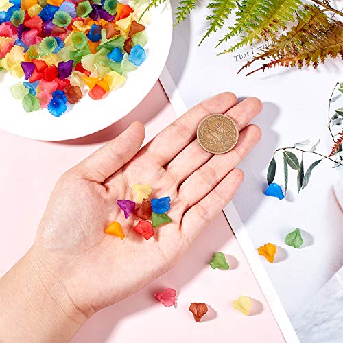 arricraft 140~143pcs/box Flower Beads, Transparent Acrylic Bead Caps, Plastic Beads Spacer Loose Beads Kits for DIY Craft Necklaces Bracelets Jewelry Making-Mixed Color
