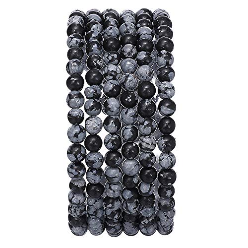 BEADIA Natural Snowflake Obsidian Stone Round Loose Semi Gemstone Beads for Jewelry Making 4MM 38cm/Strand - color: Snowflake Obsidian, size: 4mm