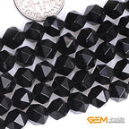 GEM-Inside Natural 8mm Black Agate Gemstone Loose Beads Faceted Cambay Crystal Energy Stone Power for Jewelry Making 15" - color: Black Agate, size: 8mm