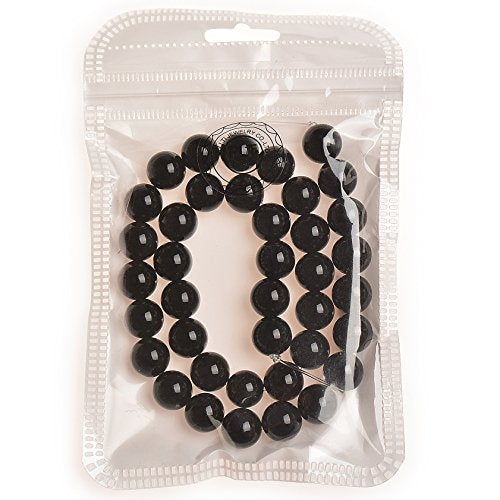 12mm Black Onyx Agate Smooth Round Shape Natural Gemstone Loose Beads for 1 Strand per Bag Approxi 15.5 inch 32pcs Jewelry Making - color: Black, size: 12mm