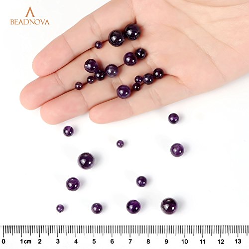 BEADNOVA 4mm Natural Amethyst Purple Quartz Gemstone Round Loose Beads for Jewelry Making (90-92pcs) - color: 21) Amethyst Quartz Round Beads, size: 4mm