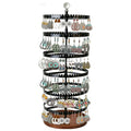 6-story rotating earring rack storage rack, adjustable plastic pendant display rack, 348 grooves on the tree band, large circular storage tower, black wooden disc design - color: B Black