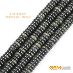 GEM-Inside 2x6mm Natural Dark Green Canada Jadeite Jade Semi-Gemstone Heishi Disc Rondelle Spacer Beads for Jewelry Making Full 15" Strand Energy Stone Healing Power Crystal - color: Dark Green Canada Jadeite