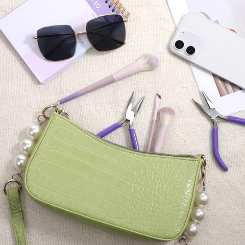 Purple Mini Needle Nose Pliers Set, 2Pcs Needle Nosepliers for Jewelry Making, Jewelry Chain Nose Plier, Small Craft Plier with Smooth Jaw and Comfort Grip Handle for Wire Bending Object Graspi - color: Purple