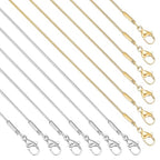 12 Pack Snake Chain Necklace Bulk Gold Plated Stainless Steel Necklace Chain for DIY Jewelry Making - color: Mix 16 Inches