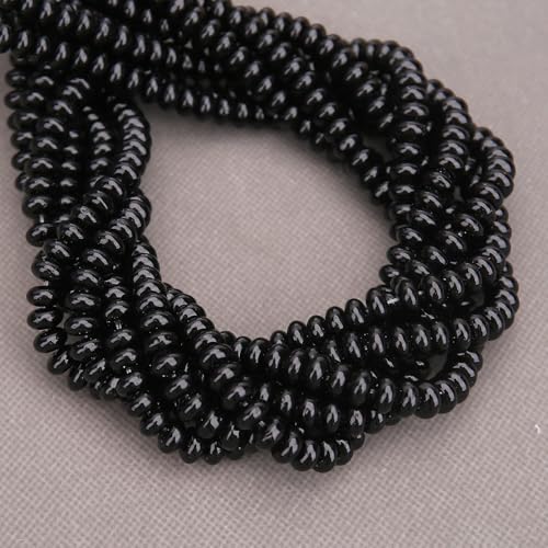 BONNY BOXX 1 Strand Natural 5 * 8mm Black Obsidian Rondelle Beads, Natural Abacus Disk Stone Beads Loose Spacer Gemstone for DIY Bracelet Necklace Jewelry Making - color: Black Obsidian, size: 5*8mm