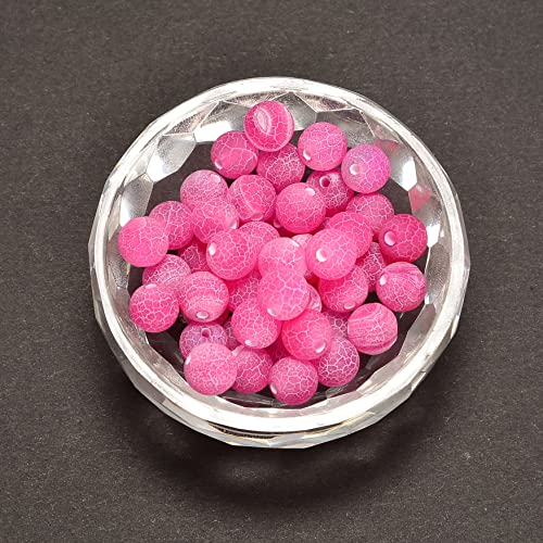10mm Pink Froasted Agate Round Natural Gematone Loose Beads for Jewelry Making DIY 1 Strand 15" - color: Pink Froasted Agate, size: 10mm