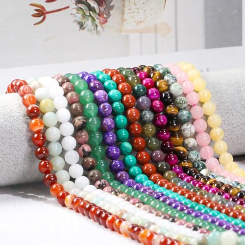 Natural Lava Rock Beads 8mm Round Stone Beads for DIY Bracelets Necklace Earrings Making 45pcs - color: Lava Rock, size: 8mm