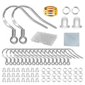 White Gold Earring Hooks, 80 PCS/40 Pairs Ear Wires Fish Hooks, 240pcs Hypoallergenic Earring Making kit with Jump Rings and Clear Silicone Earring Backs Stoppers - color: Small White Gold