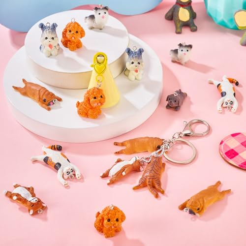 Beadthoven 16Pcs Resin Cat and Dog Charms 8 Styles 3D Cute Animal Pendants Kawaii Puppy Kitty Dangle Charms with Loop for Necklace Bracelet Earrings Jewelry Making DIY Crafts Hang Ornaments - color: Cat and Dog 8 Styles