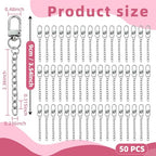 NCIWAN 50 PCS Keychain Making Kit Swivel Snap Hook Lobster Claw Clasps and Extender Chain Silver Metal Keychain Clips with Key Ring Bulk for DIY Craft Supplies Jewelry Key Chain Bags Accessories Gift - color: Silver 50