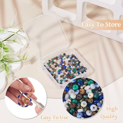 Beadthoven 300pcs 4mm Mixed Gemstone Rondelle Beads 10 Styles Flat Round Disk Abacus Natural Stone Beads Spacers Smooth Energy Healing Crystal Spacers for DIY Jewelry Making Bracelets Necklace - color: Rondelle-Mix, size: 4mm