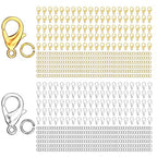 MKCYD 700Pcs Lobster Claw Clasps and Open Jump Rings Set, 14K Gold and Silver Necklace Clasps and Closures Lobster Parrot Trigger Clasp for Jewelry Making - color: Gold & Silver