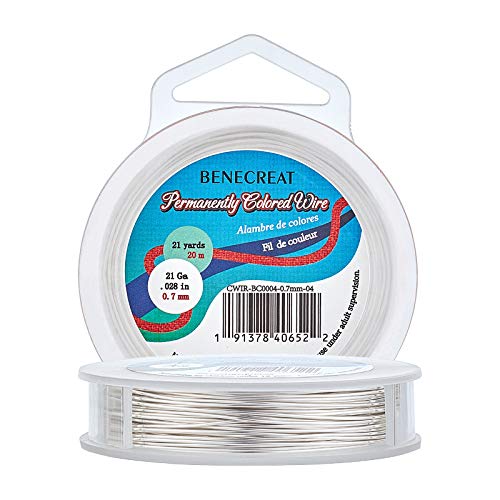 BENECREAT 21 Gauge Craft Jewelry Silver Copper Wire 65 Feet Tarnish Resistant for Wrapping Pendant, Beading and Jewelry Making Supplies - color: Silver, size: 21-Gauge(65-Feet/22-Yard)