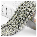 Natural Dalmatine Beads 8mm Round Stone Beads for DIY Bracelets Necklace Earrings Making 45pcs - color: Dalmatine, size: 8mm