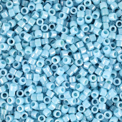 Miyuki Delica Seed Beads – Size 11/0 (1.6 mm), DB0218, Opaque Light Blue Luster, 7.2 g, Approx. 1440 Beads, Made in Japan - color: DB0218 - Opaque Light Blue Luster