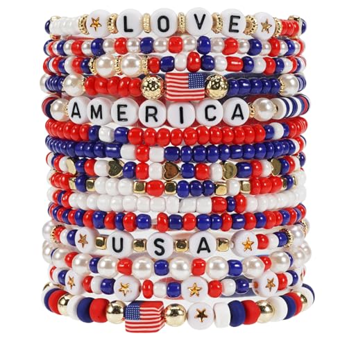 Twinfree Bohemia Beaded Bracelet for Women, Polymer Clay Stretch Bracelets - color: color 2