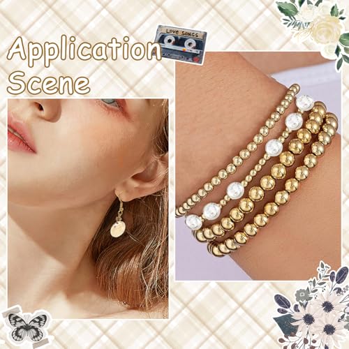 1 Box 200PCS Flat Round Plastic Beads with Small Holes Assorted Light Gold Silver Handmade Spacer Loose Platinum Bead Charms Bulk for Jewelry Making Necklaces Bracelets DIY Craft Supplies - style: Round