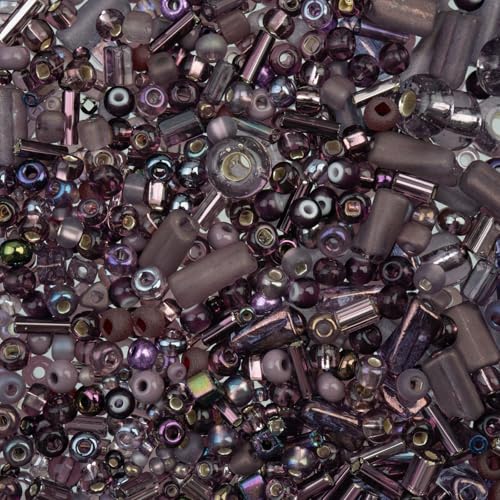 50g John Bead Bead Bar Assorted Purple Amethyst Mix Czech Glass Seed Beads for DIY Crafts Jewelry Friendship Bracelet Necklace Earrings Phonecharm Making - color: Purple Amethyst Assorted Mix